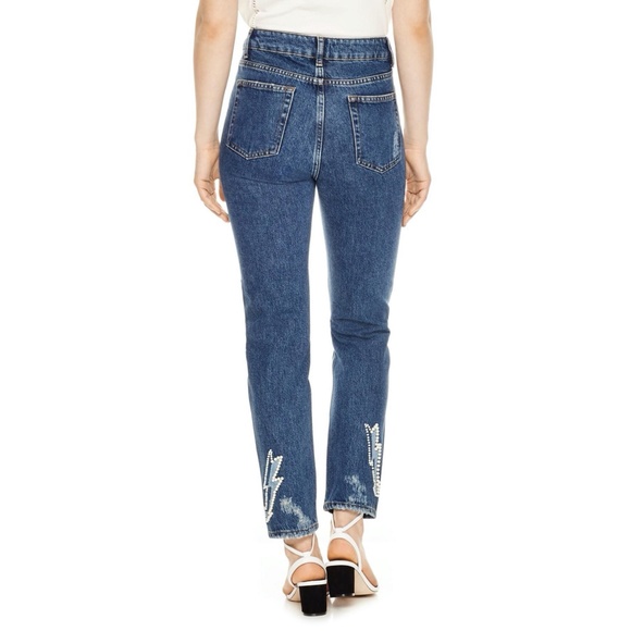 Sandro Rebecca Pearl Lightning Bolt Graphic Jeans - Picture 7 of 8